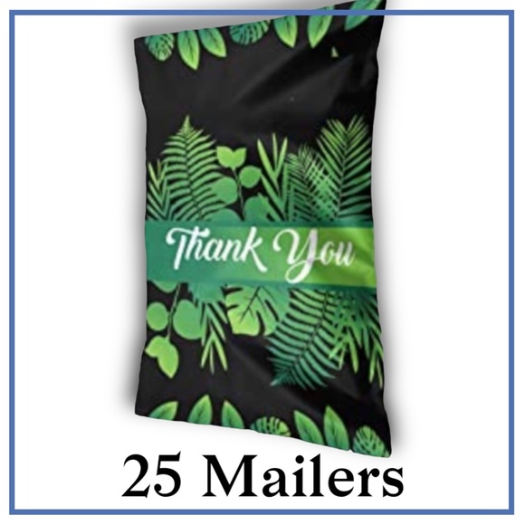 ( Quantity 25 10x13 ) Tropical Leaves Thank You Poly Mailers, Shipping Envelopes - Picture 2 of 3